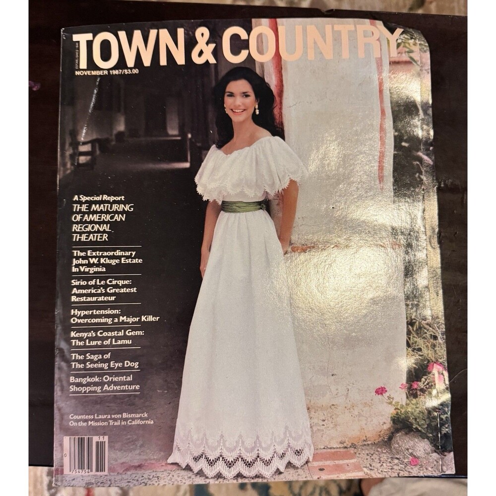 Town and Country November 1987 Vintage Magazine Countess Laura von Bismarck